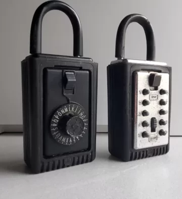 Picture of old style combination lockboxes